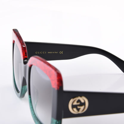 Gucci Square Frame GG0083S Sunglasses Glitter Red Black Green 6 of 8