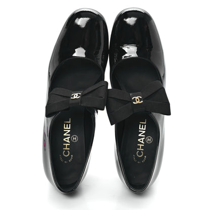 Chanel Patent Calfskin Grosgrain CC Mary Jane Pumps 40 Black 2 of 10