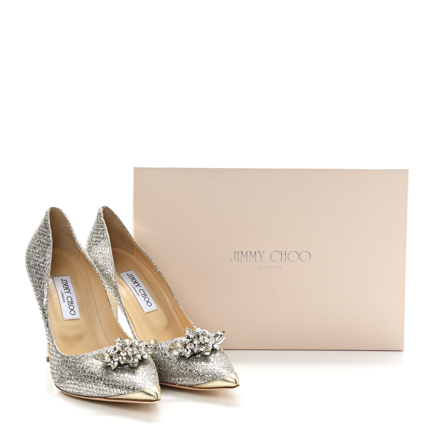 Jimmy Choo Glitter Fabric Crystal Dempsey Pump 40 Silver 8 of 8