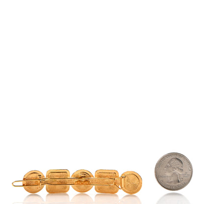 Chanel Pearl Crystal CC Hair Clip Barette Gold 2 of 4