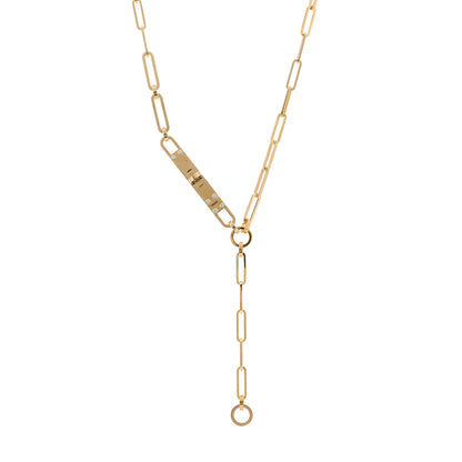 Hermes 18K Yellow Gold Diamond PM Kelly Chaine Lariat Necklace ST 1 of 4