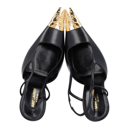 Saint Laurent Smooth Calfskin Jeanne 110 Slingback Pumps 41 Black 2 of 11