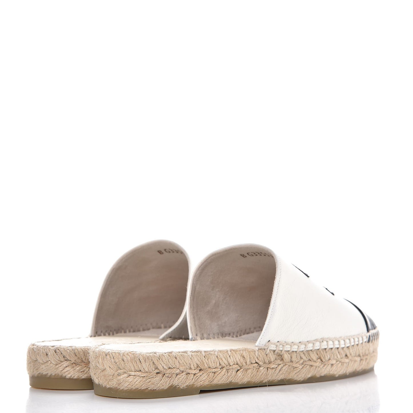 Iridescent Goatskin CC Espadrille Mules 37 Ivory Black