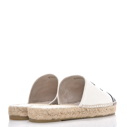 Chanel Iridescent Goatskin CC Espadrille Mules 37 Ivory Black 4 of 10