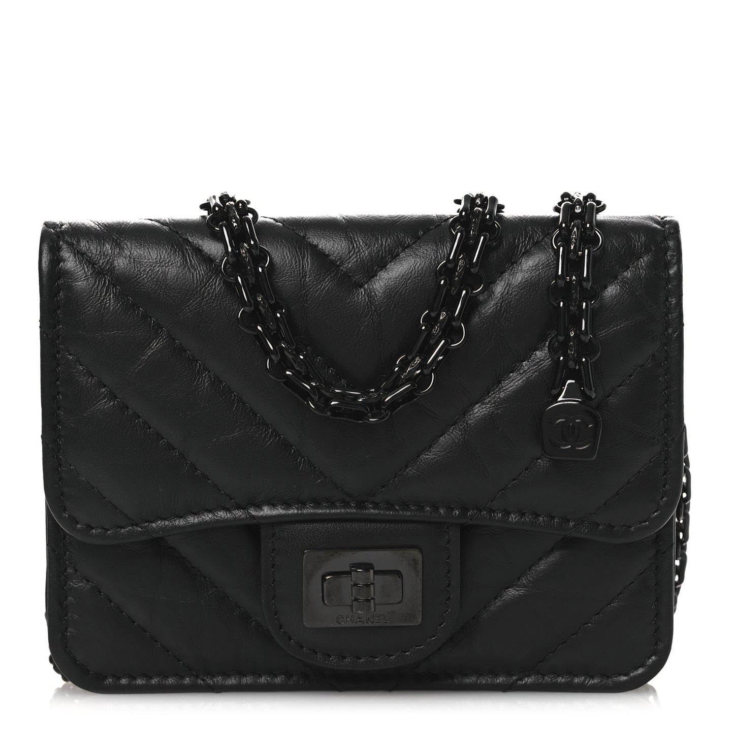 Aged Calfskin Chevron Quilted Reissue Belt Bag So Black