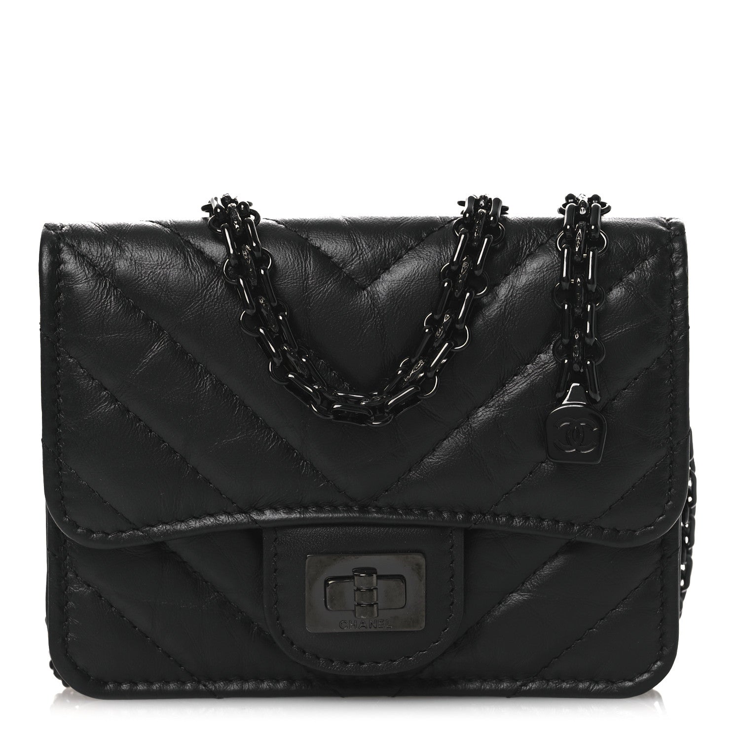 Chanel Aged Calfskin Chevron Quilted Reissue Belt Bag So Black 9 of 13