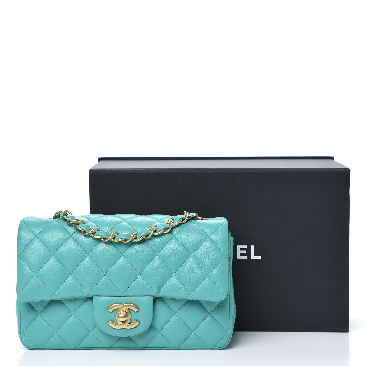 Lambskin Quilted Mini Rectangular Flap Green
