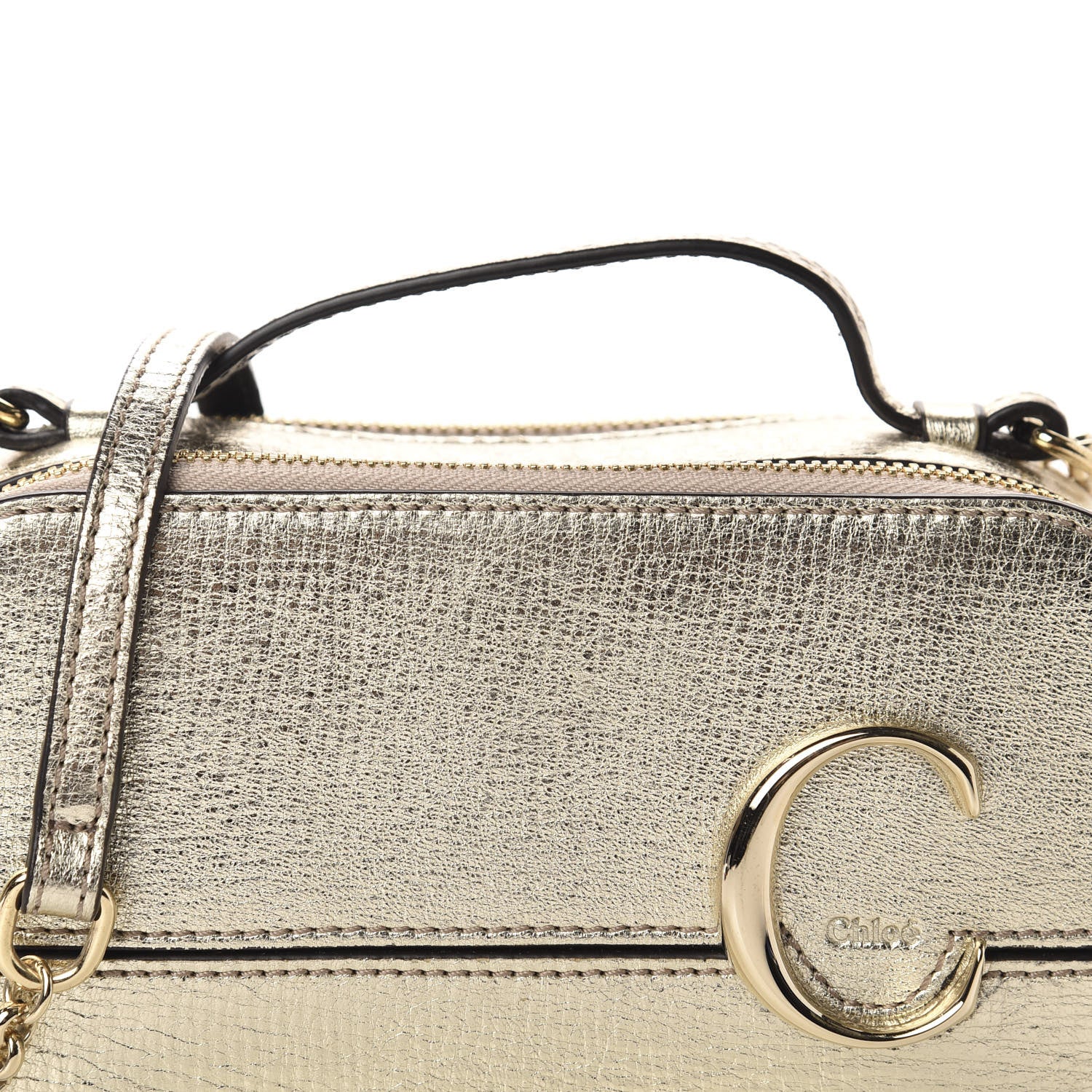 Chloe Metallic Calfskin Lambskin Mini C Vanity Bag Gold 11 of 12