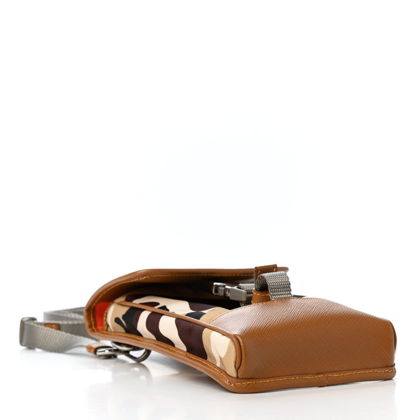 Tessuto Nylon Saffiano Camouflage Print Crossbody Sabbia Caramel