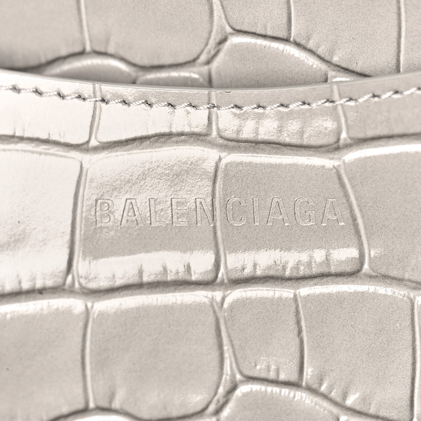 Semi Matte Calfskin Crocodile Embossed Neo Classic Gold Hardware Large Top Handle Bag Steel Grey