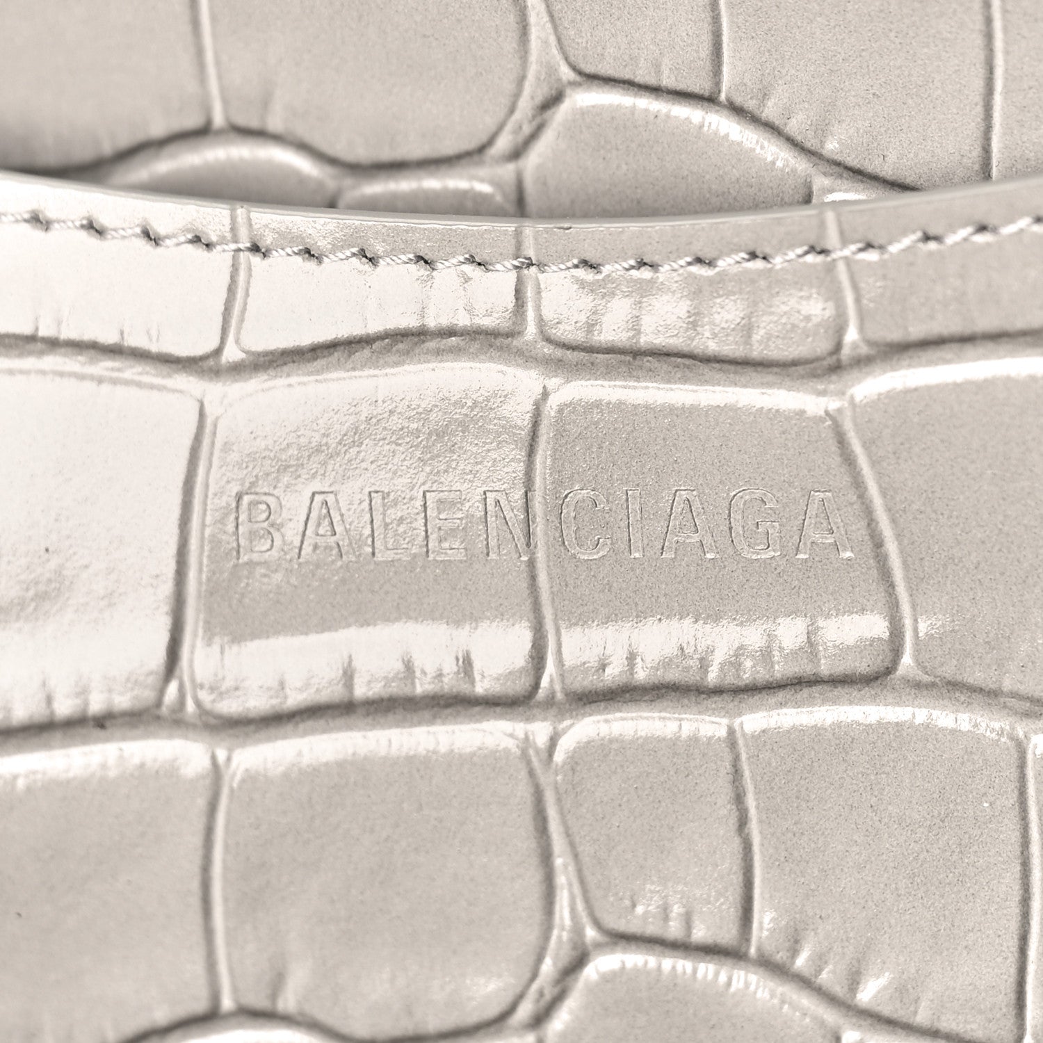 Balenciaga Semi Matte Calfskin Crocodile Embossed Neo Classic Gold Hardware Large Top Handle Bag Steel Grey 6 of 8