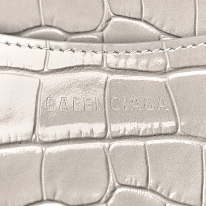 Balenciaga Semi Matte Calfskin Crocodile Embossed Neo Classic Gold Hardware Large Top Handle Bag Steel Grey 6 of 8