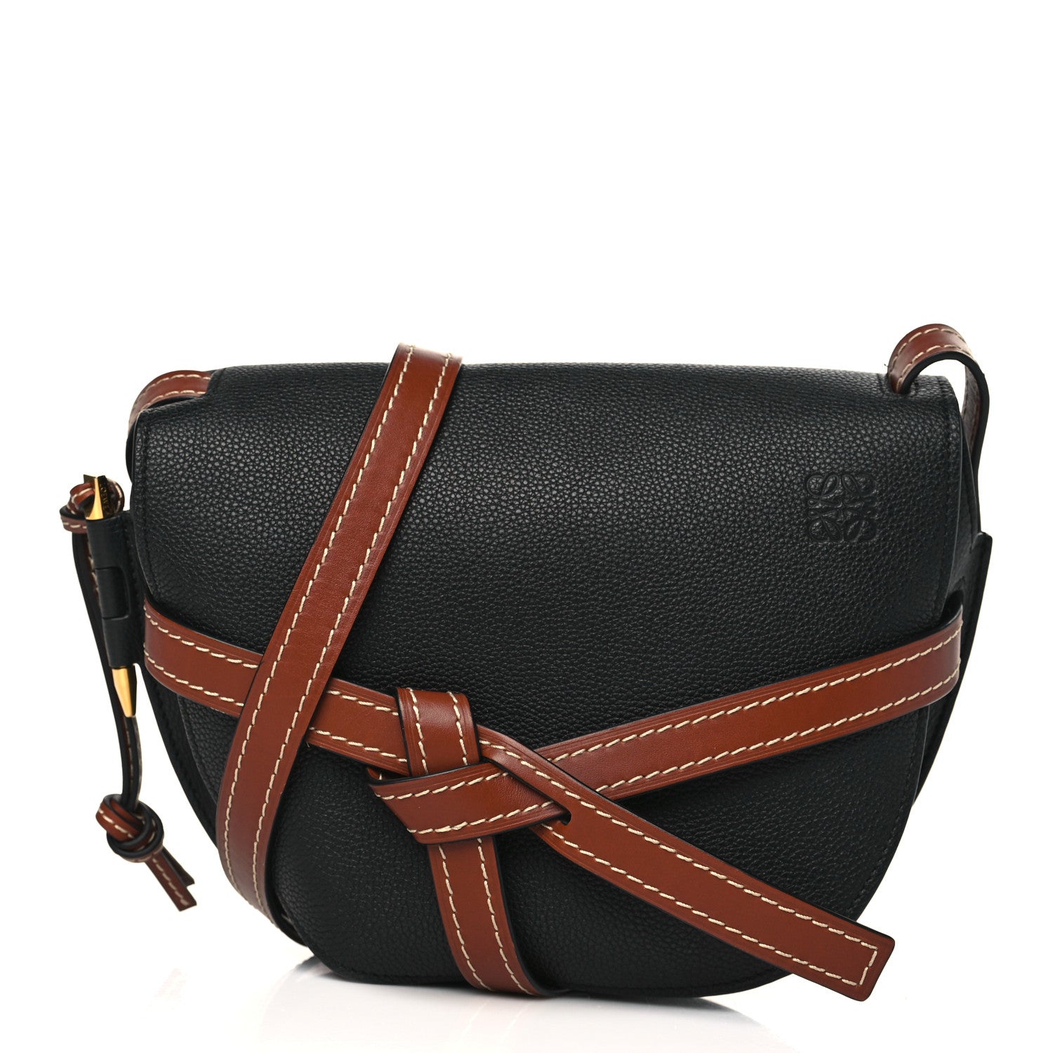 Loewe Grained Calfskin Small Gate Crossbody Bag Pecan Black 1 of 8