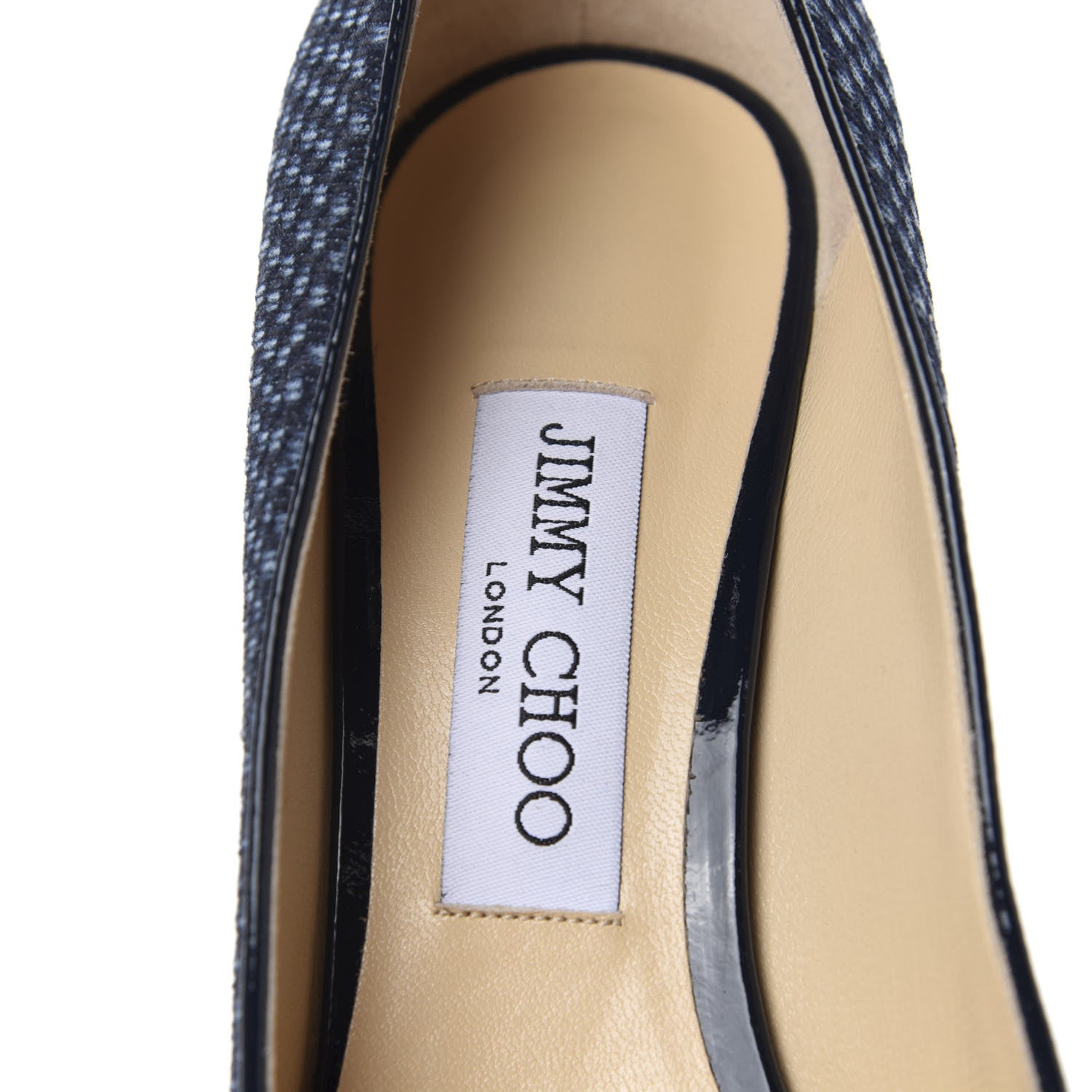 Jimmy Choo Denim Python Printed Pointy Toe Romy 85 Pumps 38.5 Navy 8 of 11
