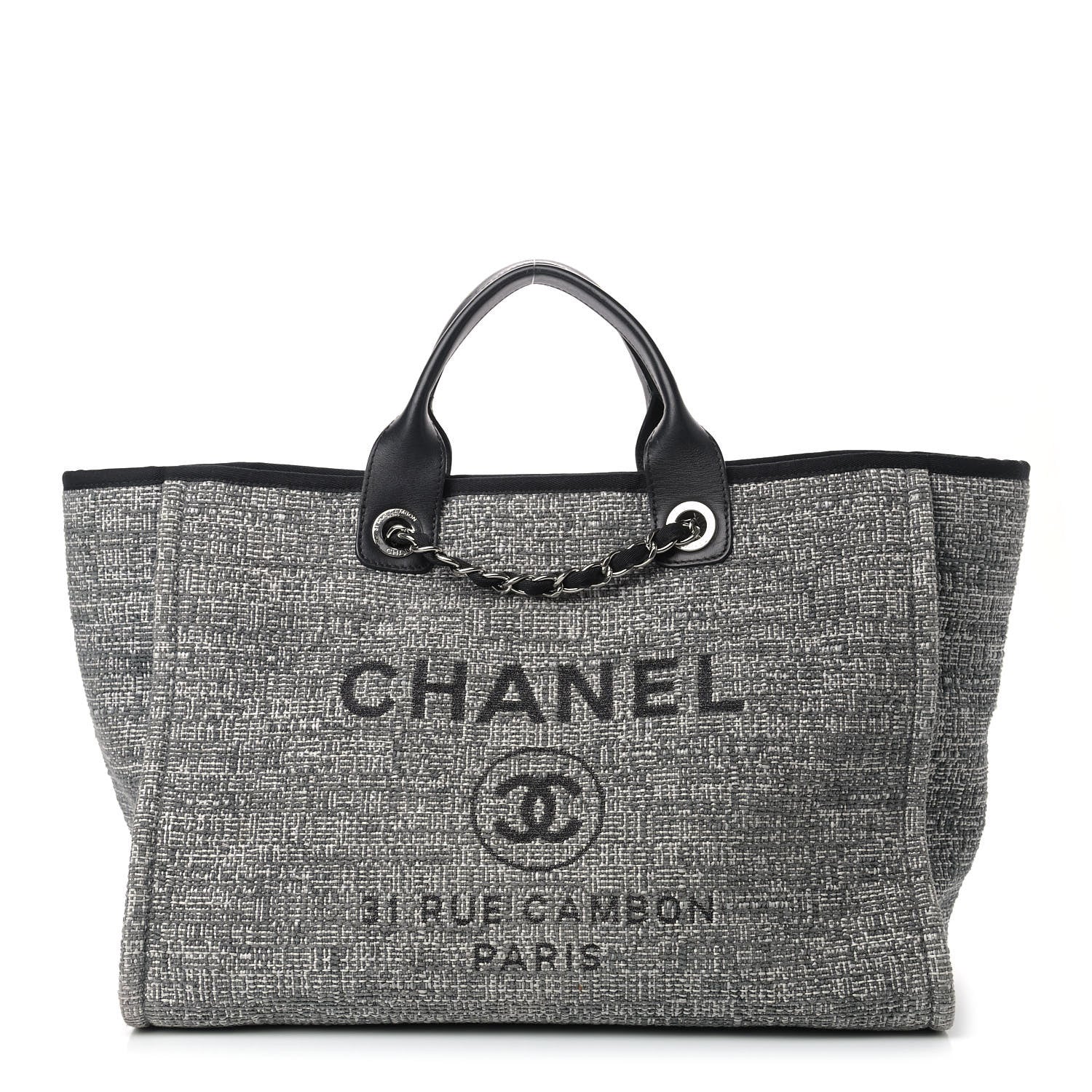 Chanel Mixed Fibers Large Deauville Tote Charcoal 1 of 13
