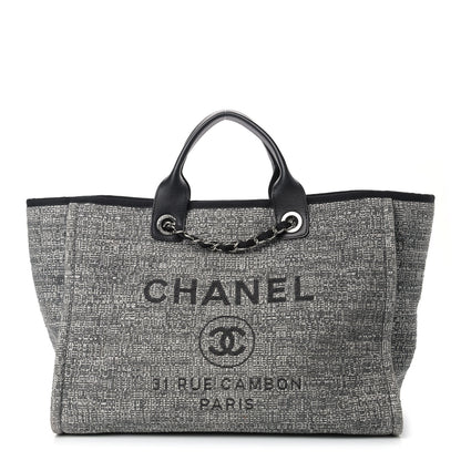 Chanel Mixed Fibers Large Deauville Tote Charcoal 1 of 13