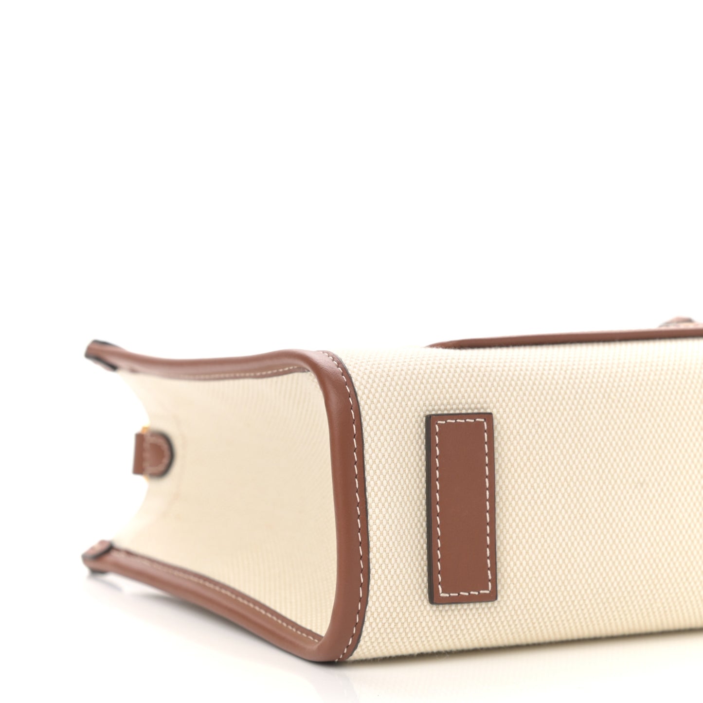 Canvas Smooth Calfskin Mini Two Tone Freya Tote Brown