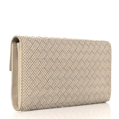Bottega Veneta Nappa Intrecciato Perforated Studded Flower Continental Flap Wallet Light Beige 3 of 15