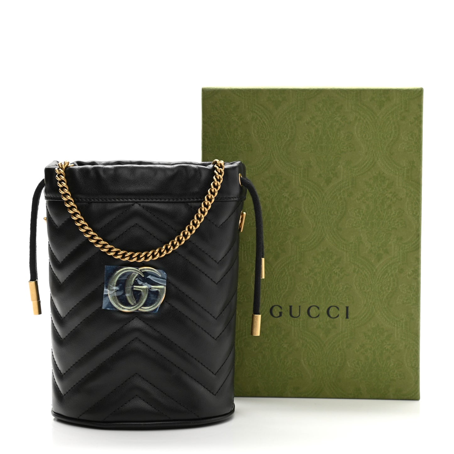 Calfskin Matelasse Mini GG Marmont 2.0 Bucket Bag Black