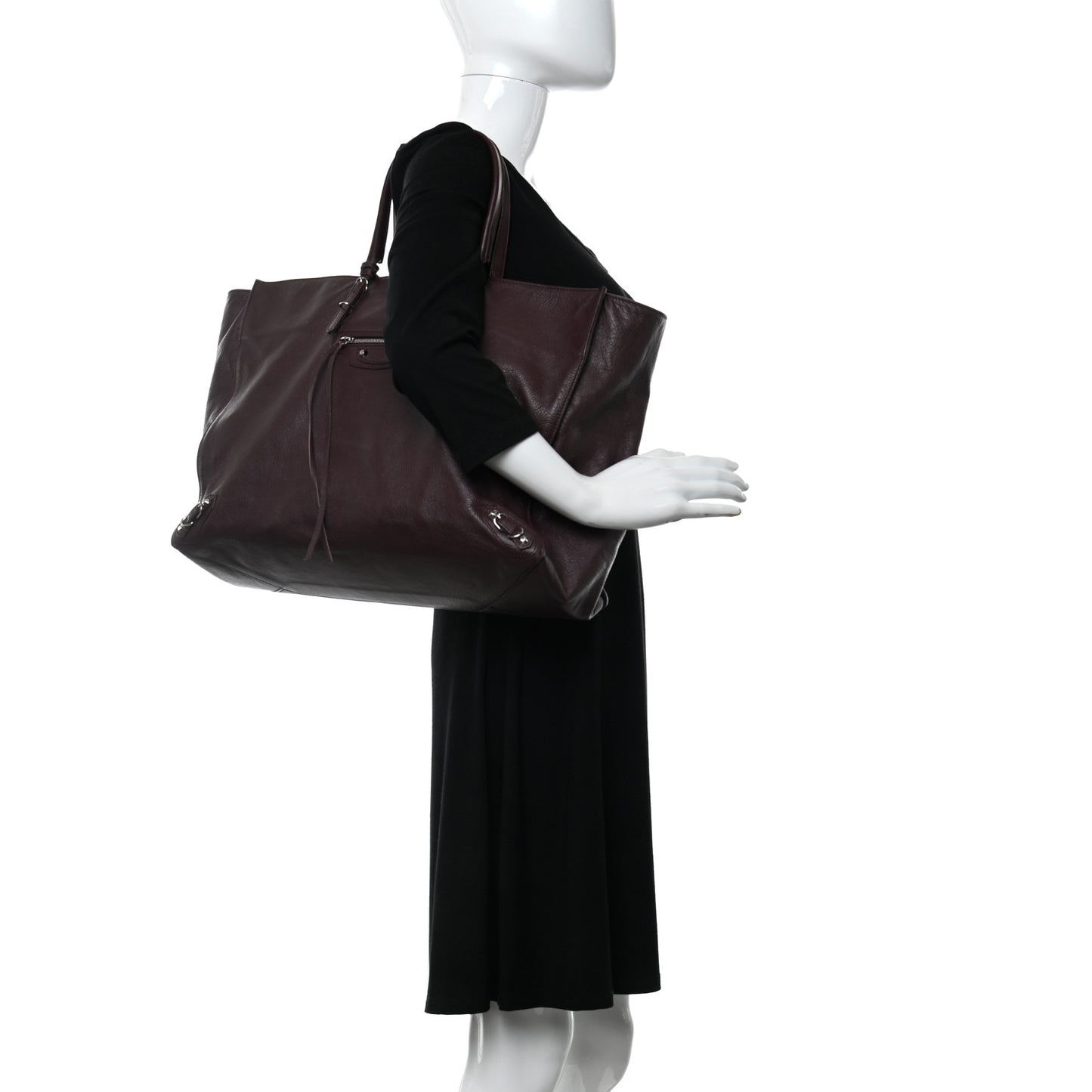 Veau Papier A4 Tote Rouge Aubergine