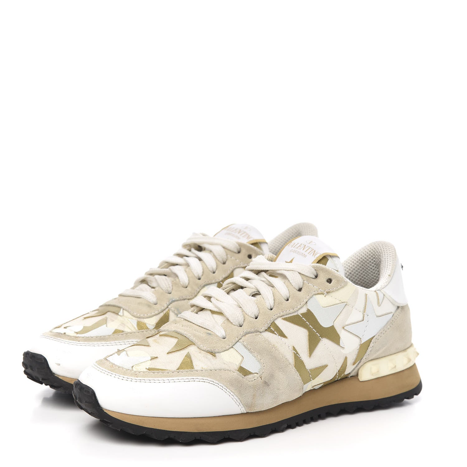 Valentino Garavani Nappa Suede Camustars Womens Rockrunner Sneakers 37.5 White 3 of 11