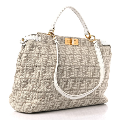 Fendi Corda Zucca Large Peekaboo Iconic Satchel White 3 of 11