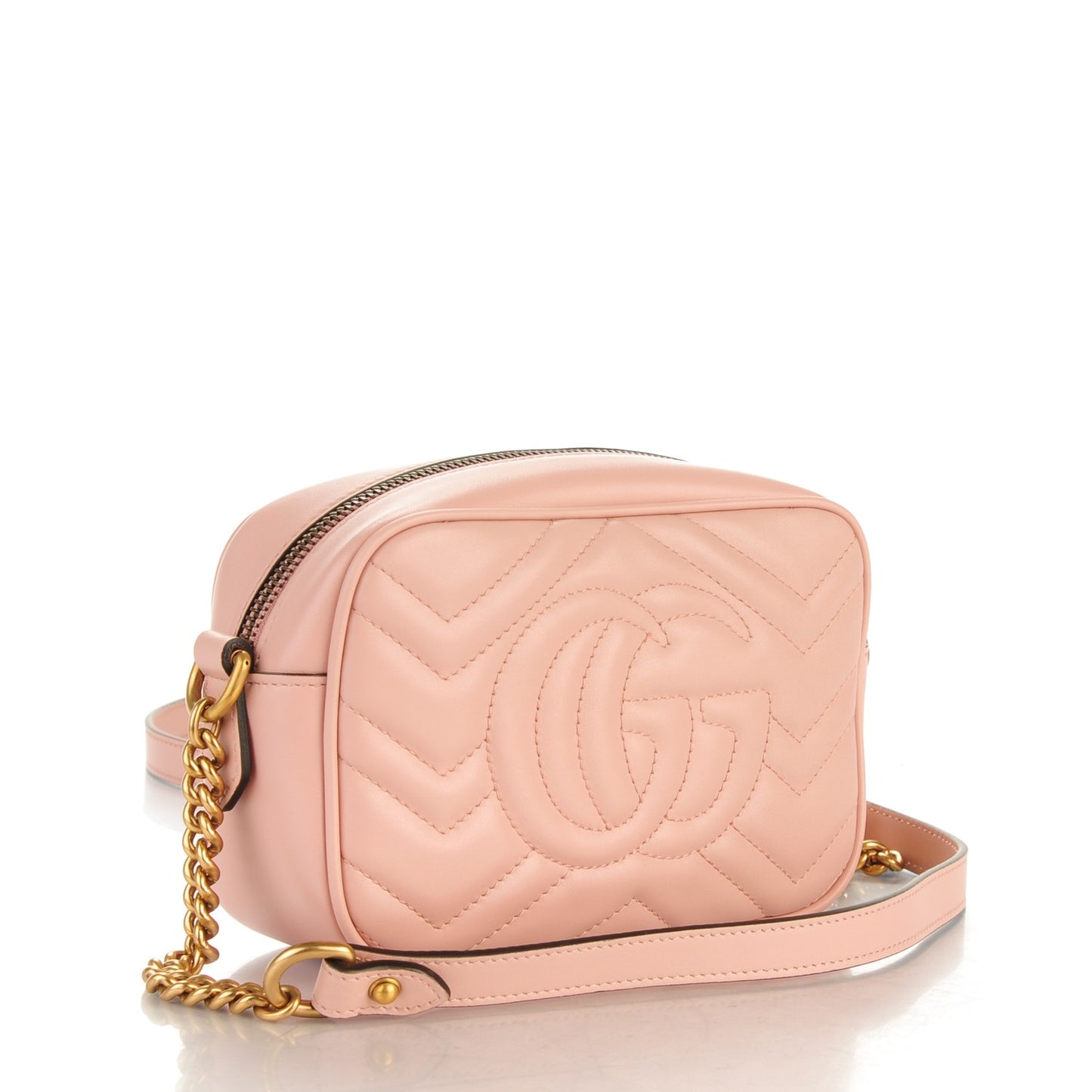 Calfskin Matelasse Mini GG Marmont Chain Shoulder Bag Perfect Pink