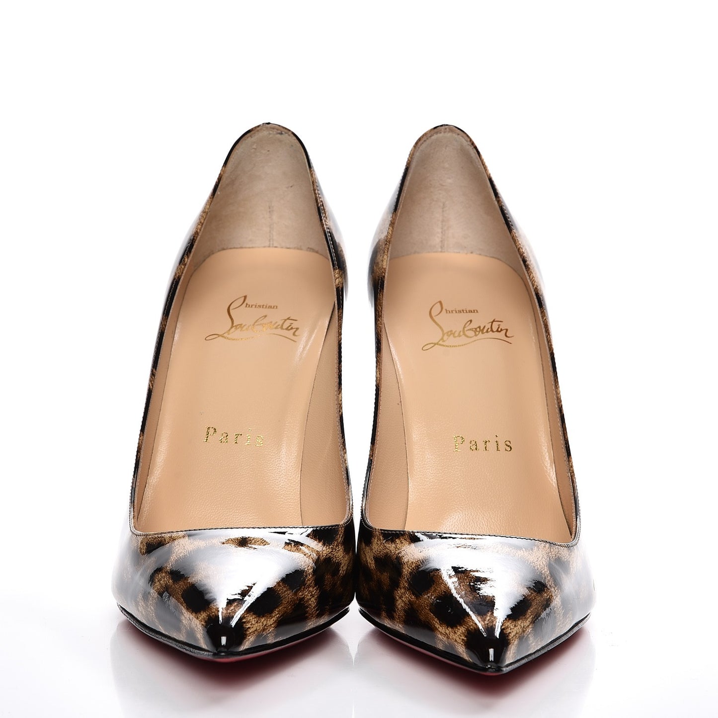 Patent Leopard Print Decollete 554 100 Pumps 36.5 Brown