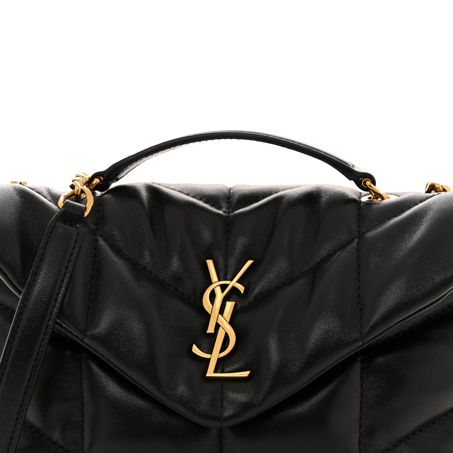 Saint Laurent Lambskin Quilted Toy Loulou Puffer Monogram Chain Satchel Black 8 of 12