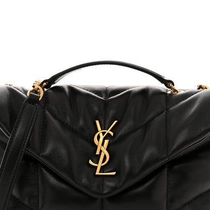 Saint Laurent Lambskin Quilted Toy Loulou Puffer Monogram Chain Satchel Black 8 of 12