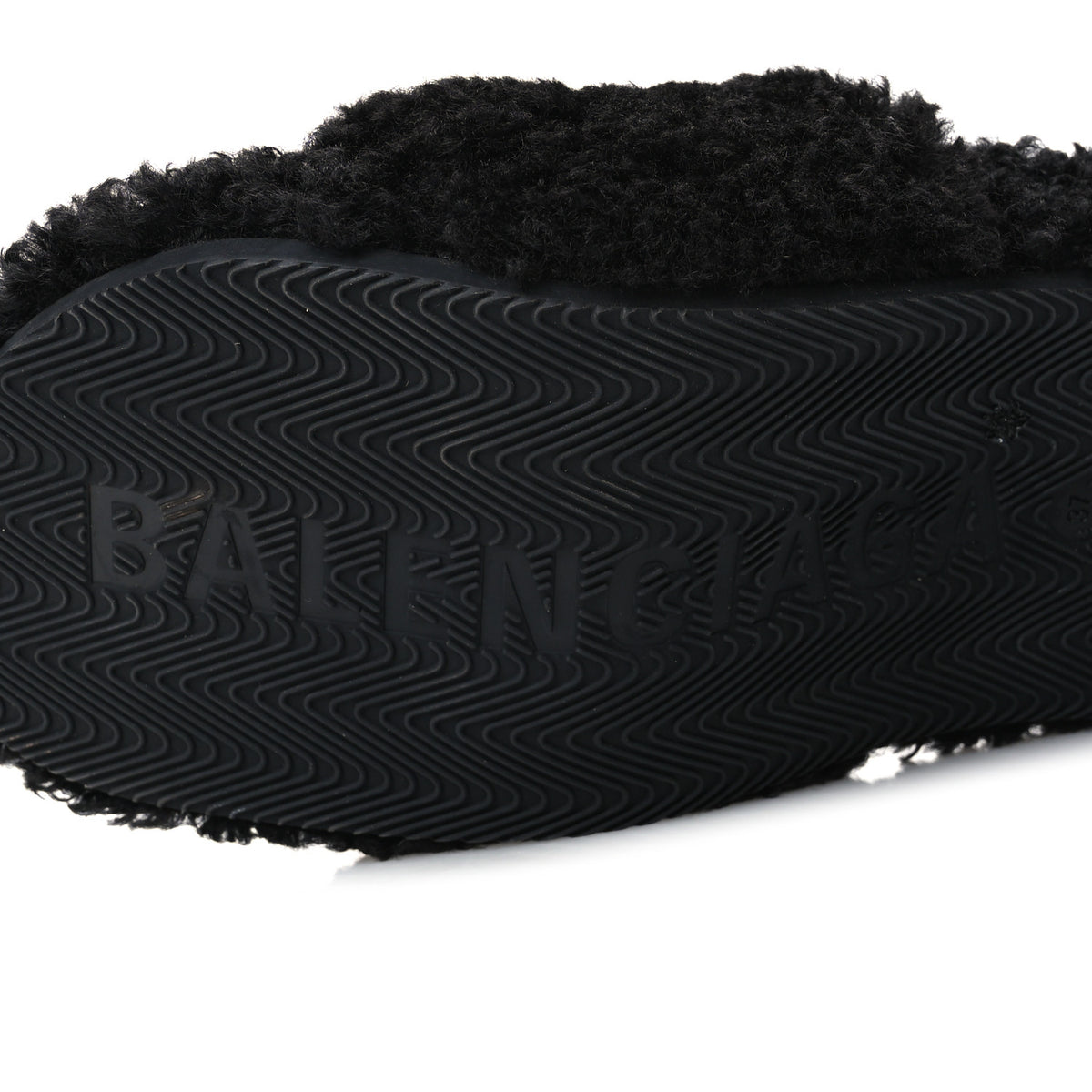 Balenciaga Faux Shearling Political Campaign Logo 80mm Sandals 37 Black 7 of 8