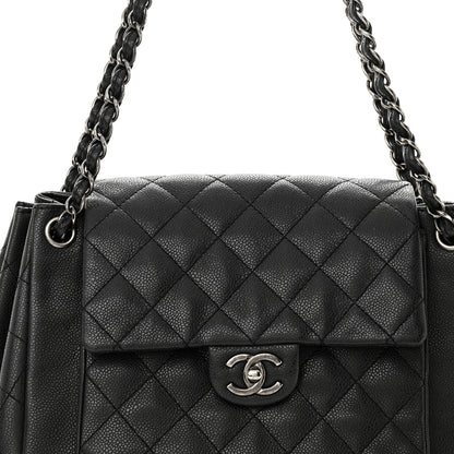 Chanel Caviar Quilted CC Accordion Shopping Bag Black 8 of 11
