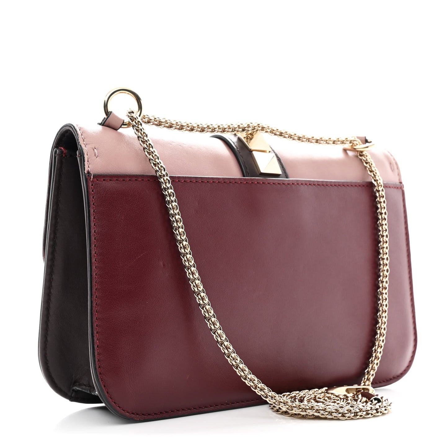 Vitello Tri-Color Medium Glam Lock Rockstud Flap Rubin Water Rose Marine
