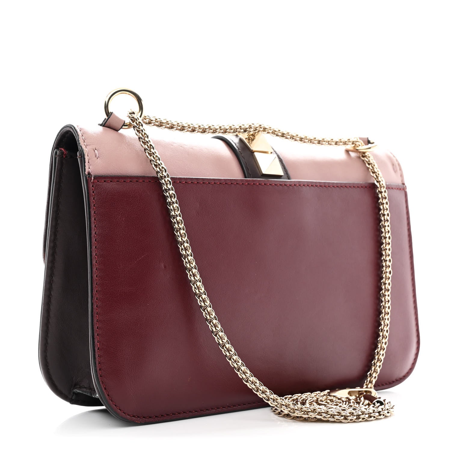 Valentino Garavani Vitello Tri-Color Medium Glam Lock Rockstud Flap Rubin Water Rose Marine 3 of 9