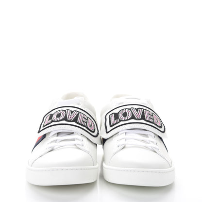 Gucci Calfskin Ayers Crystal LOVED Embroidered New Ace Sneakers 40.5 White 2 of 11