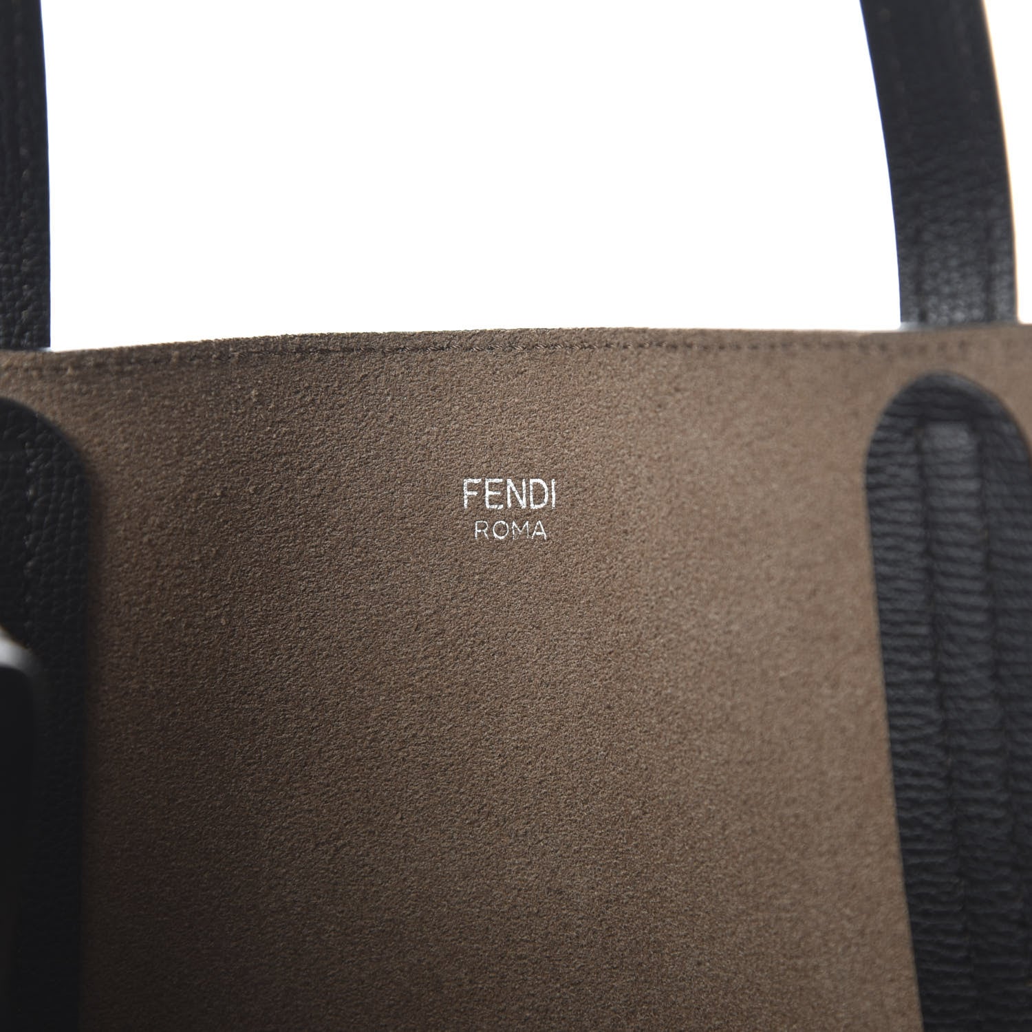 Fendi Vitello Vienna Enamel F is Fendi Shopping Tote Black Taupe 8 of 9