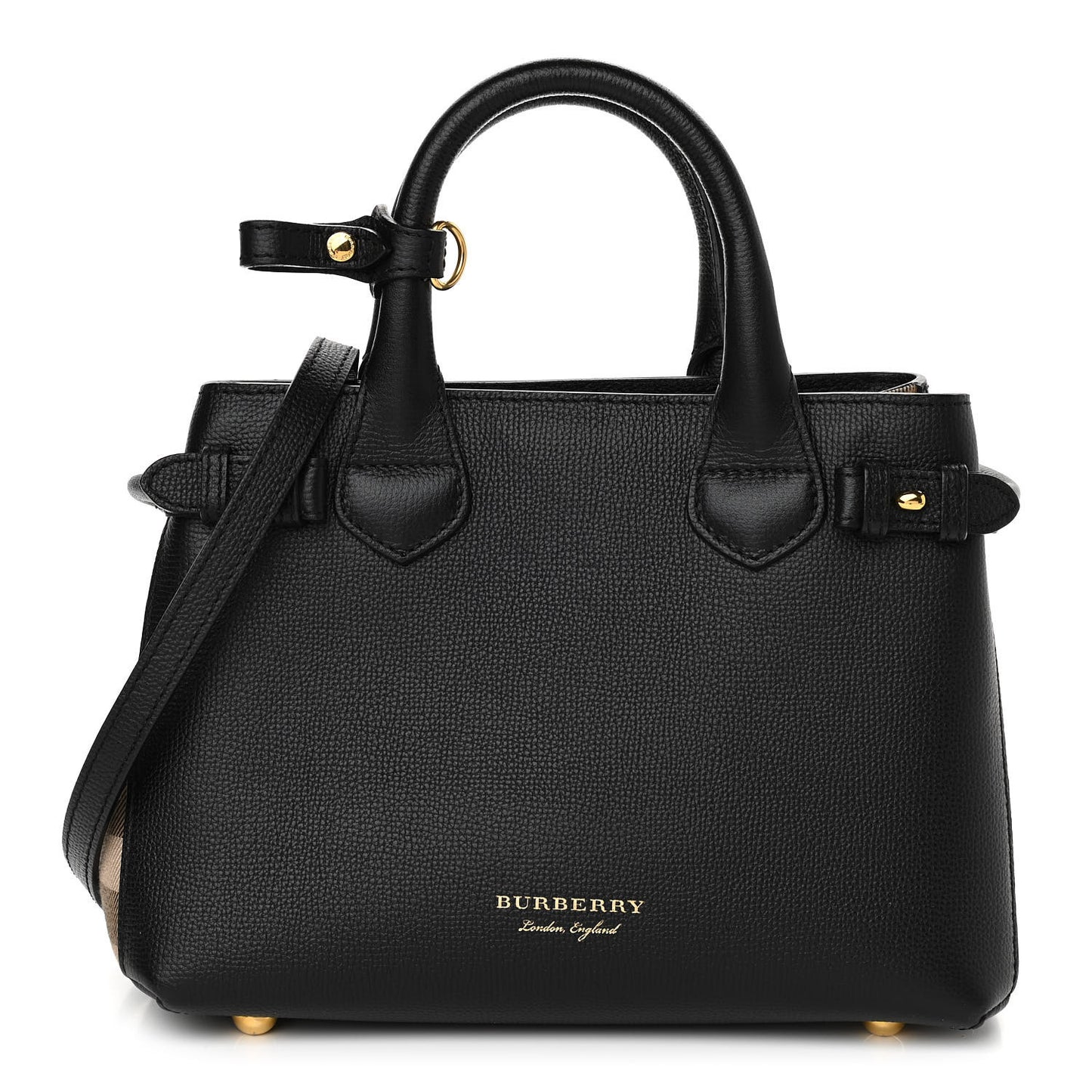Derby Calfskin House Check Small Banner Tote Black