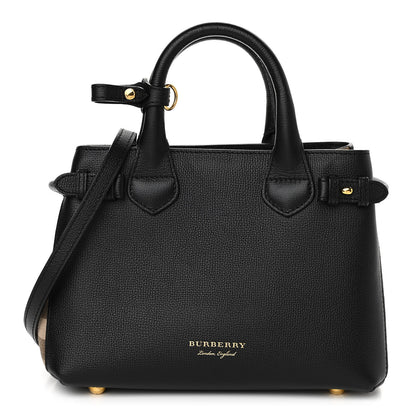 Burberry Derby Calfskin House Check Small Banner Tote Black 1 of 10