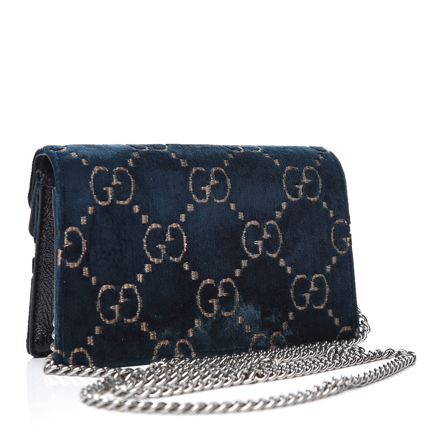 Gucci Velvet GG Monogram Super Mini Dionysus Shoulder Bag Blue Beige Black 3 of 8