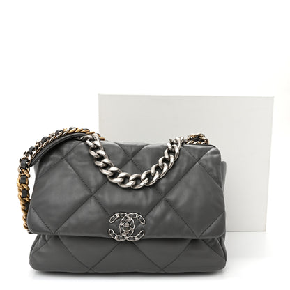 Chanel Lambskin Quilted Large Chanel 19 Flap Dark Grey 11 of 11