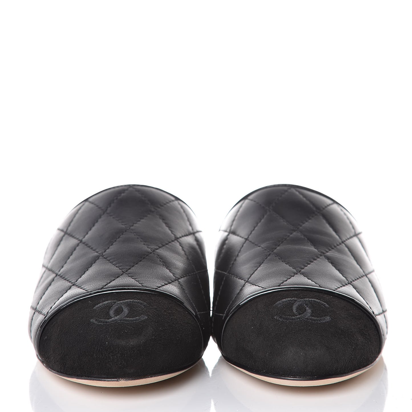 Lambskin Suede Quilted Mules 35 Black