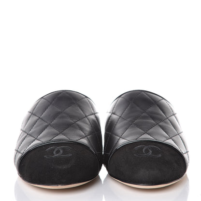 Chanel Lambskin Suede Quilted Mules 35 Black 2 of 10