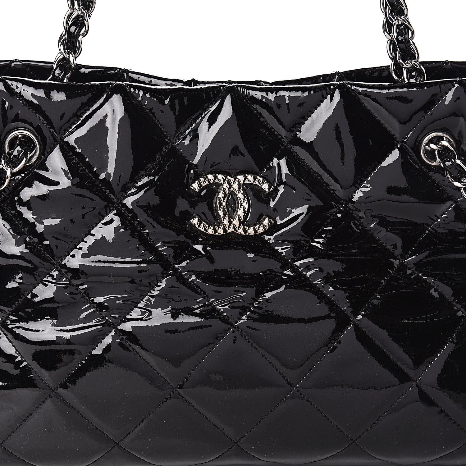 Chanel Patent Quilted Medium Cells Tote Black 12 of 12