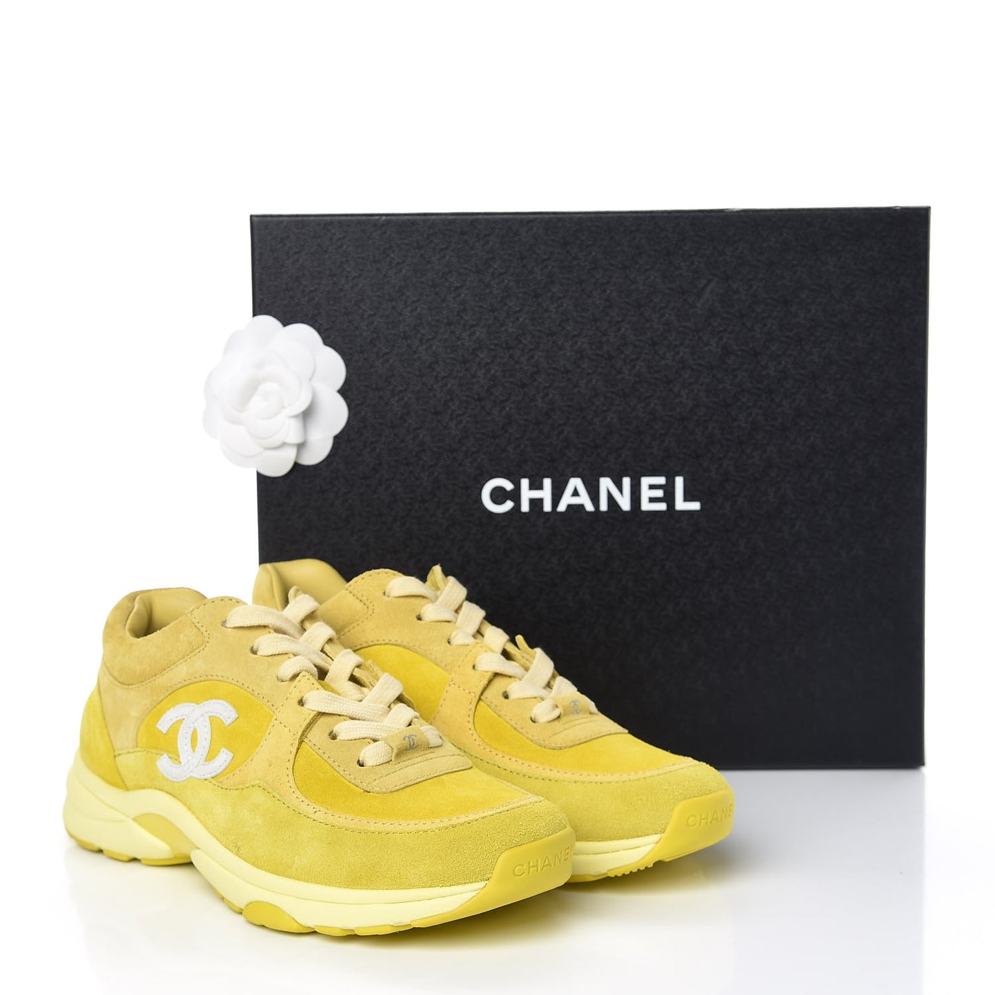 Suede Calfskin CC Sneakers 37 Yellow