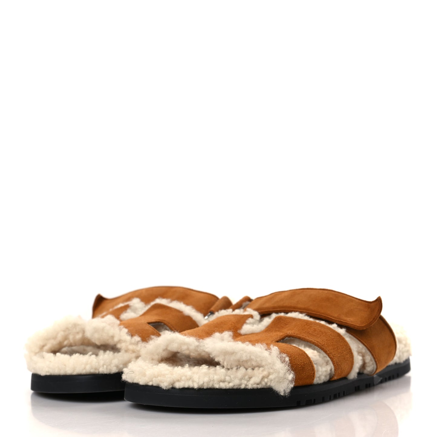 Suede Goatskin Woolskin Womens Chypre Sandals 37.5 Golden Beige