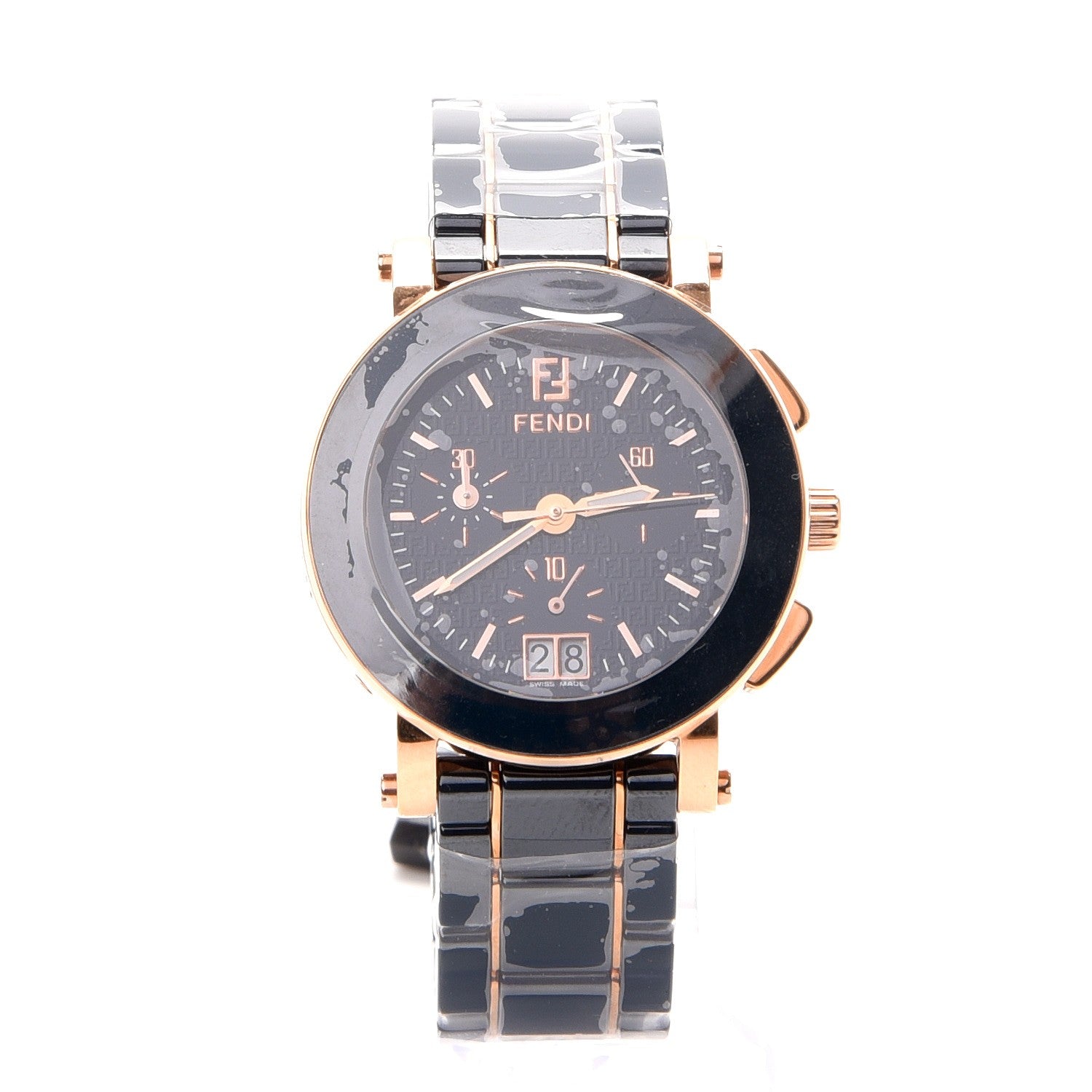 Fendi Stainless Steel Ceramic 38mm Chronograph Quartz Watch Blue 1 of 7
