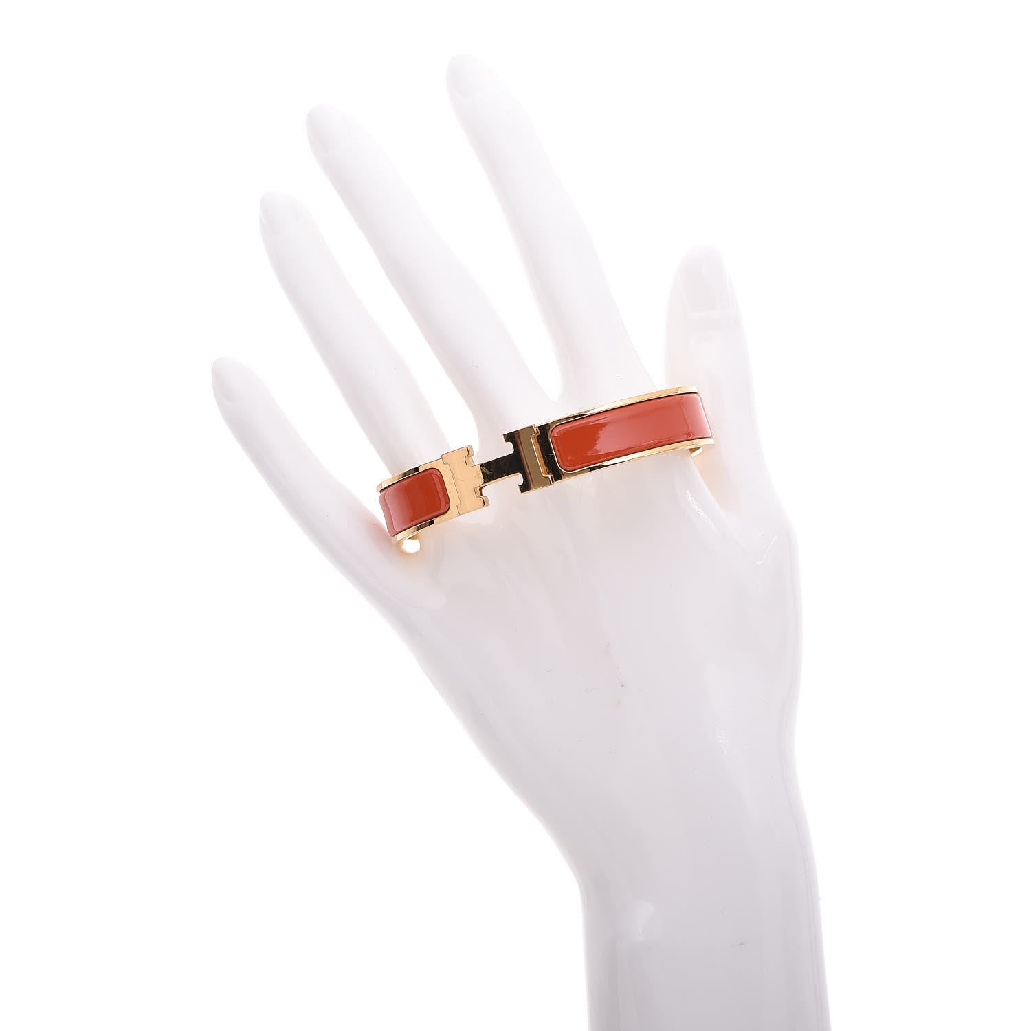 Hermes Enamel Narrow Clic Clac H Bracelet GM Orange 2 of 6