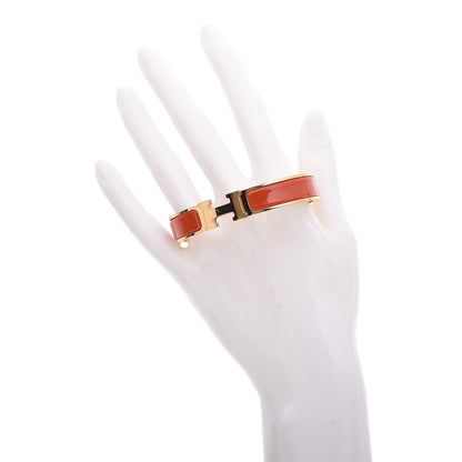Hermes Enamel Narrow Clic Clac H Bracelet GM Orange 2 of 6