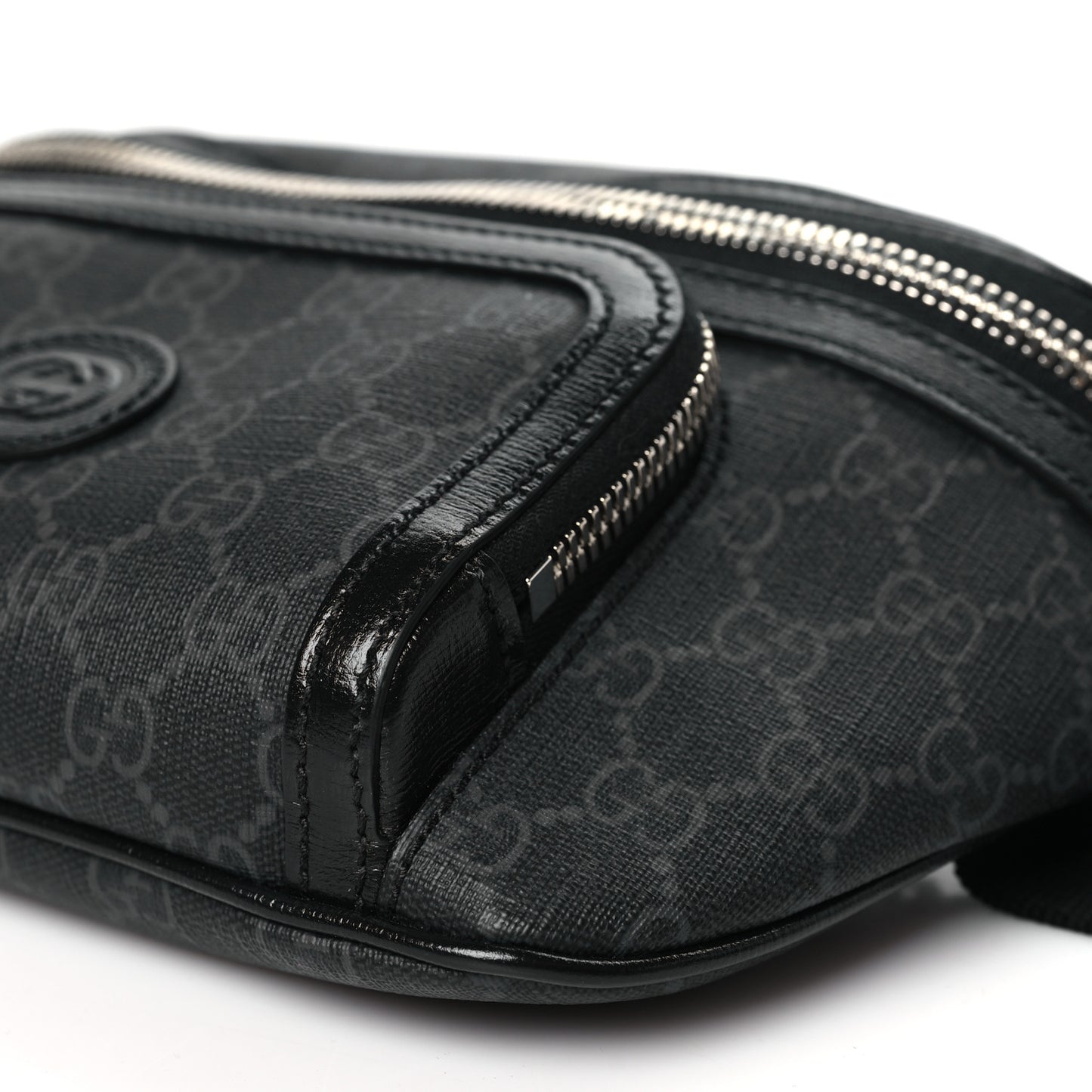 GG Supreme Monogram Textured Calfskin Retro Interlocking G Belt Bag Black