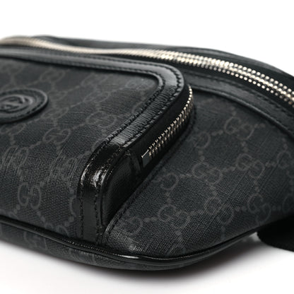 Gucci GG Supreme Monogram Textured Calfskin Retro Interlocking G Belt Bag Black 10 of 11